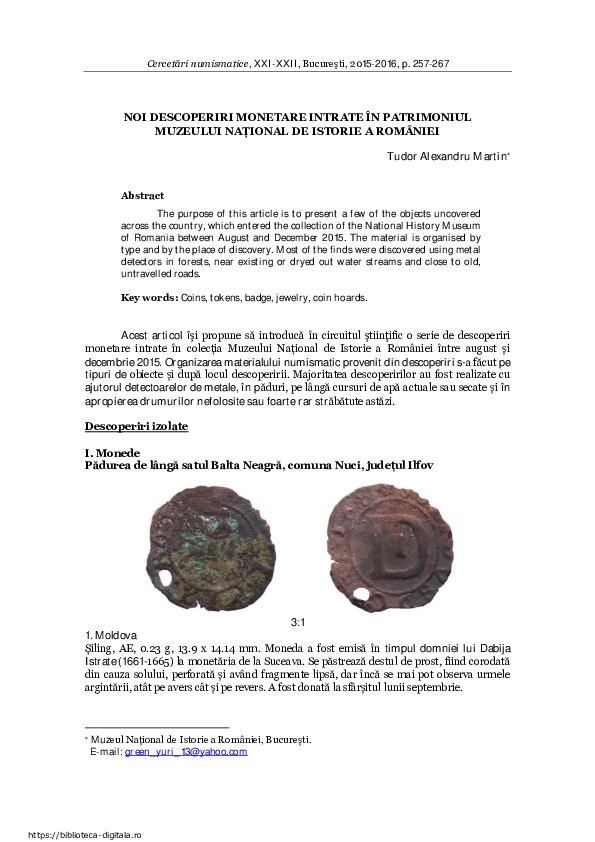 (PDF) New Monetary Finds Recently added to the Collections of the ...