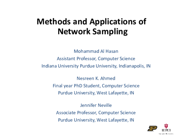 (PDF) Methods and Applications of Network Sampling