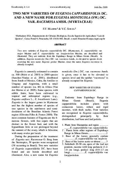 (PDF) Two new varieties of Eugenia capparidifolia DC. and a new name
