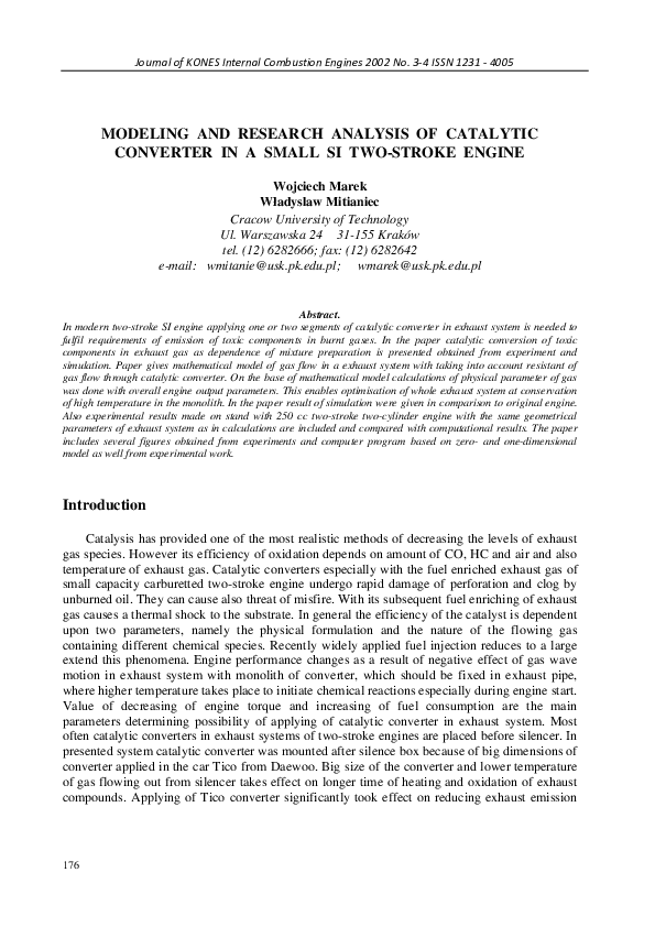 (PDF) Modeling and Research Analysis of Catalytic Converter in a Small ...
