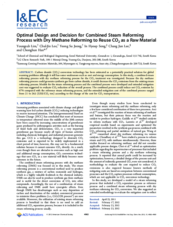 (PDF) Optimal Design and Decision for Combined Steam Reforming Process ...