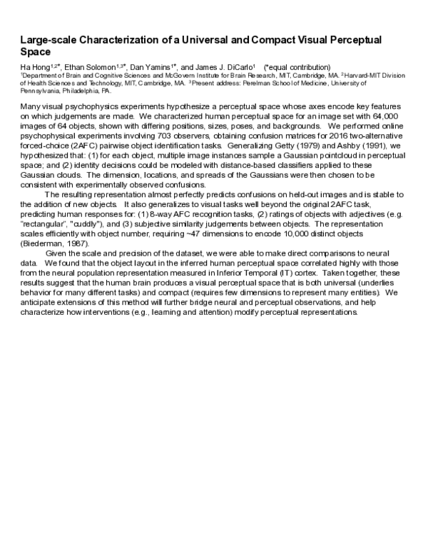 (PDF) Large-scale Characterization of a Universal and Compact Visual ...
