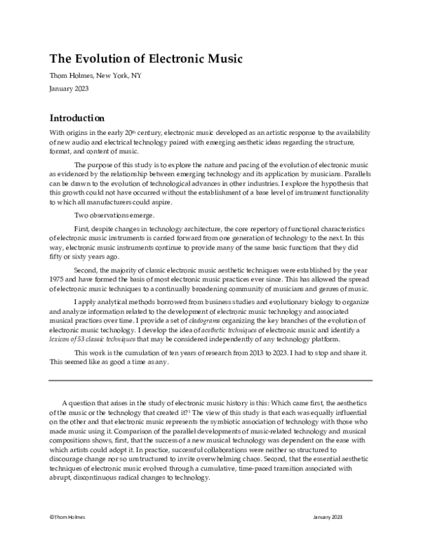 (PDF) The Evolution of Electronic Music Thom Holmes Academia.edu