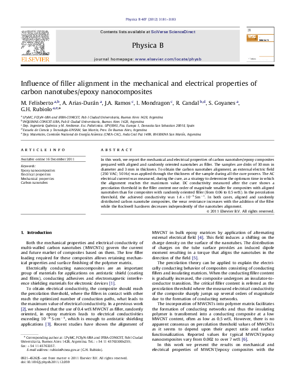 (PDF) Influence of filler alignment in the mechanical and electrical ...