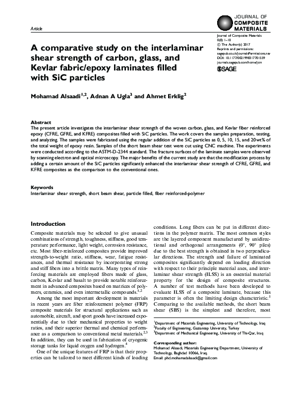 (PDF) A comparative study on the interlaminar shear strength of carbon ...