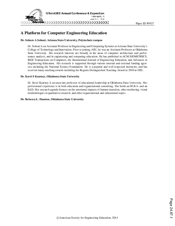 (PDF) A Platform for Computer Engineering Education