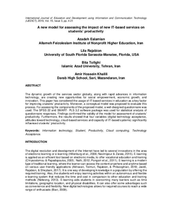 (PDF) A new model for assessing the impact of new IT-based services on ...