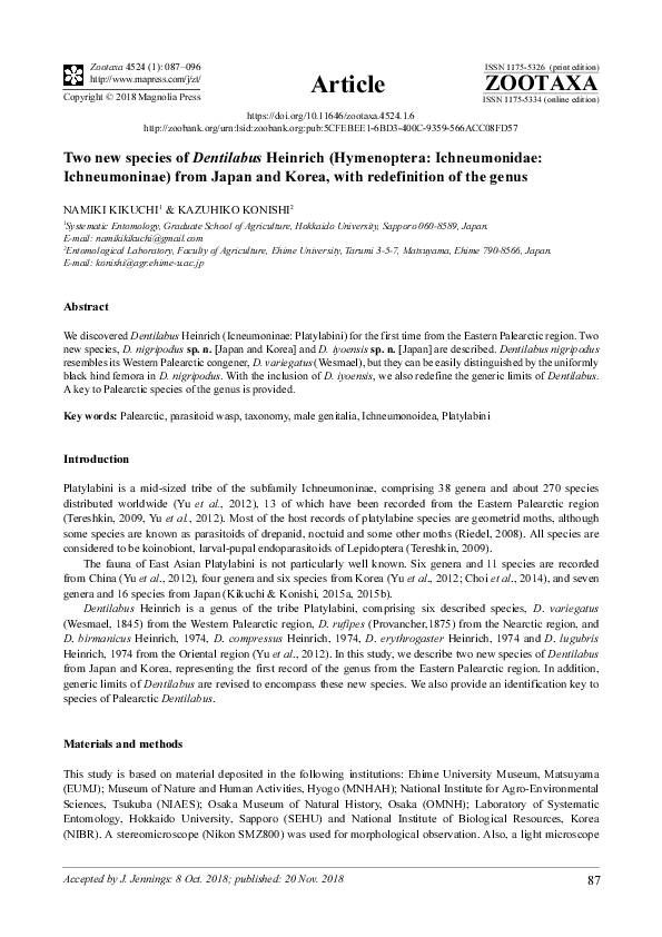 (PDF) Two new species of Dentilabus Heinrich (Hymenoptera ...