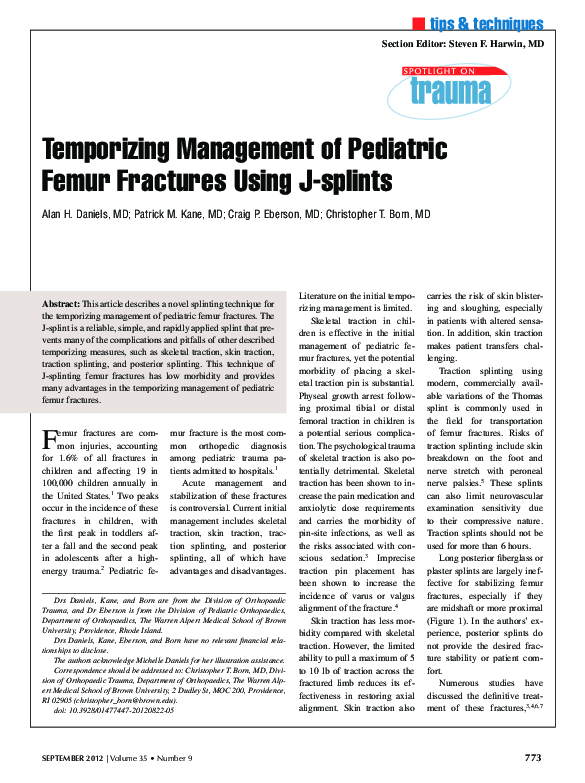 (PDF) Temporizing Management of Pediatric Femur Fractures Using J