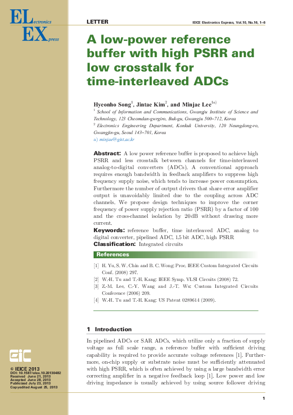 (PDF) A low-power reference buffer with high PSRR and low crosstalk for ...