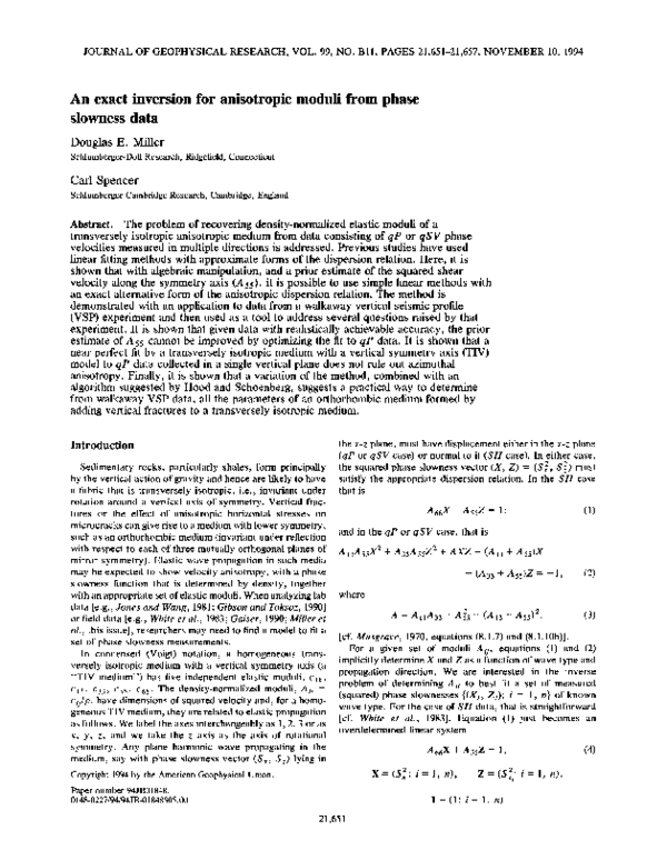 (PDF) An exact inversion for anisotropic moduli from phase slowness data
