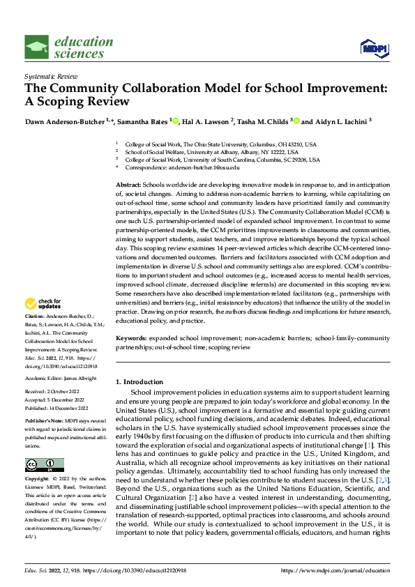 (PDF) The Community Collaboration Model for School Improvement: A ...