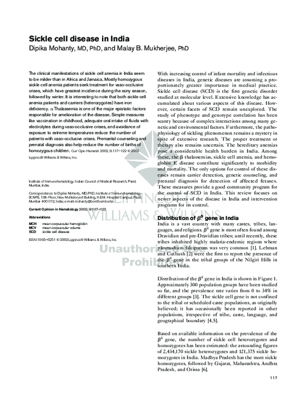 (PDF) Sickle cell disease in India