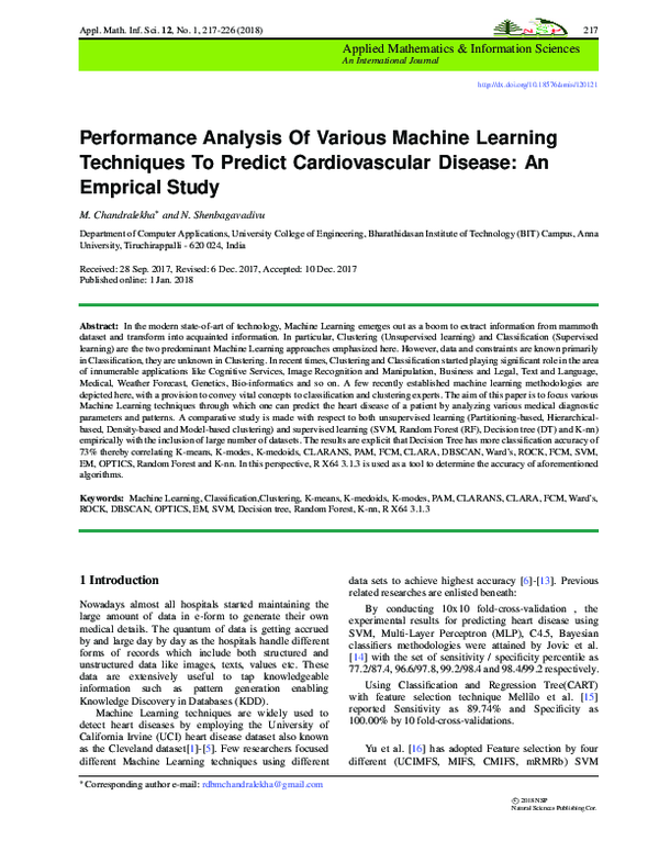 (PDF) Performance Analysis Of Various Machine Learning Techniques To ...
