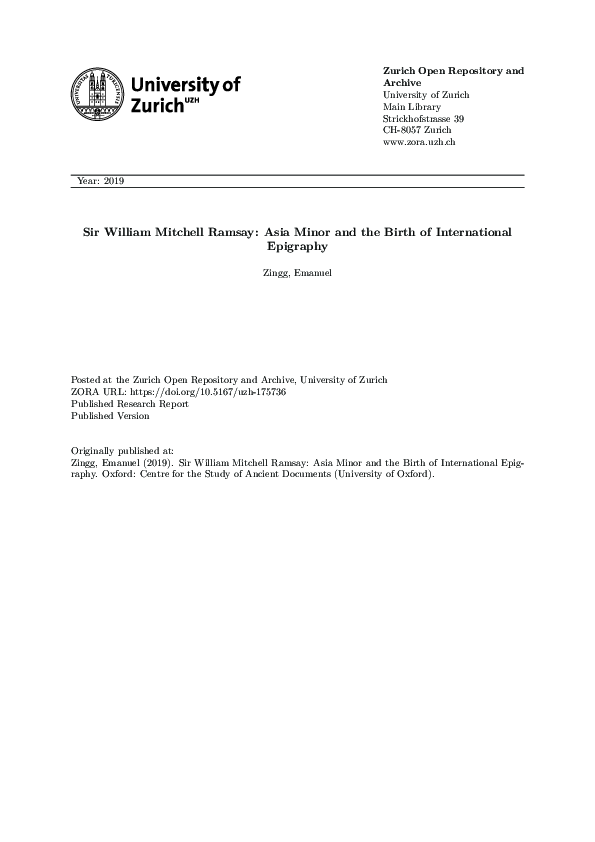 (PDF) Sir William Mitchell Ramsay: Asia Minor and the Birth of ...