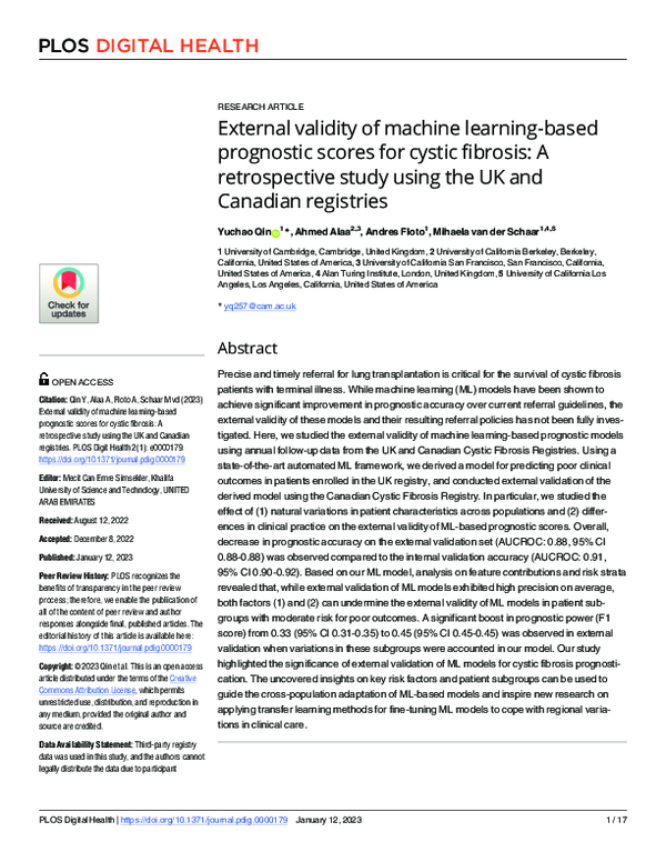 (PDF) External validity of machine learning-based prognostic scores for ...