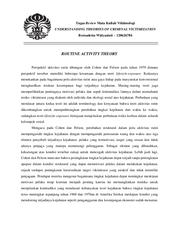(PDF) Routine Activity Theory (Tugas Reviu Mata Kuliah Viktimologi)