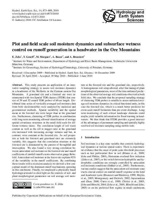 (PDF) Plot and field scale soil moisture dynamics and subsurface ...