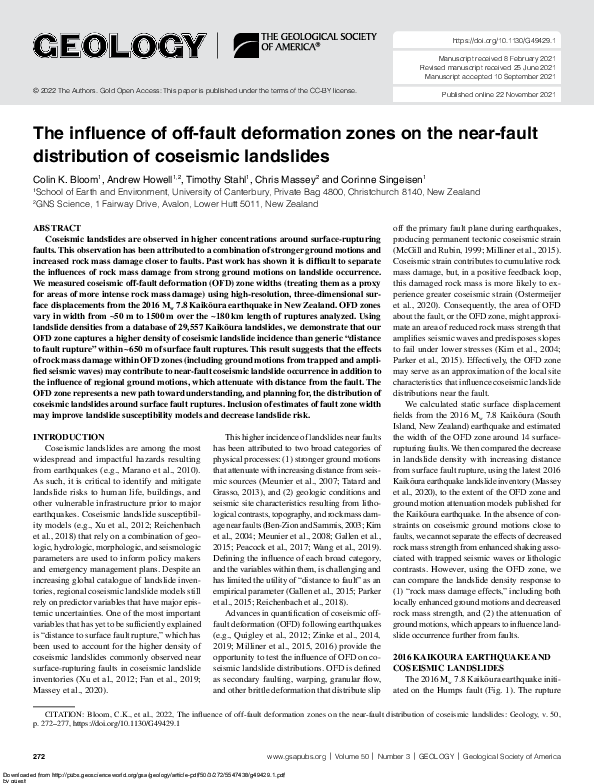 (PDF) The influence of off-fault deformation zones on the near-fault ...