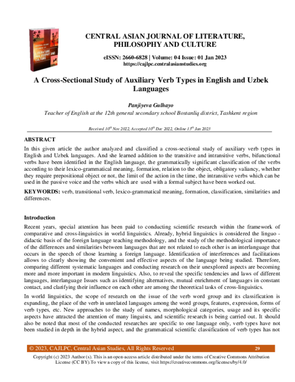 (PDF) A Cross-Sectional Study of Auxiliary Verb Types in English and ...