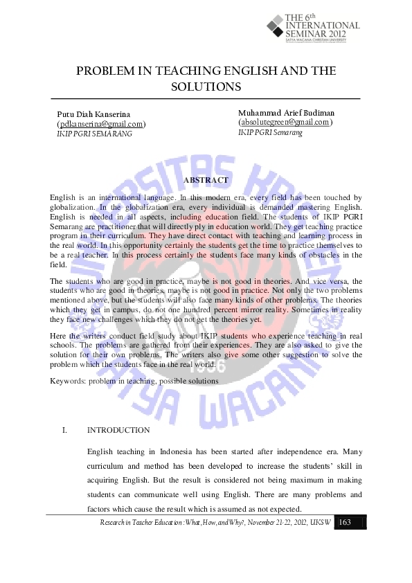 (PDF) Problem in Teaching English and the Solutions
