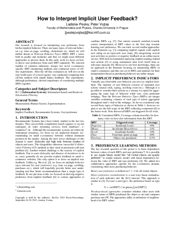 (PDF) How to Interpret Implicit User Feedback?