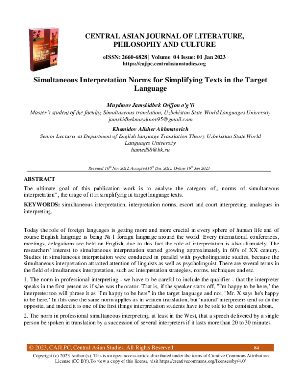 (PDF) Simultaneous Interpretation Norms for Simplifying Texts in the ...