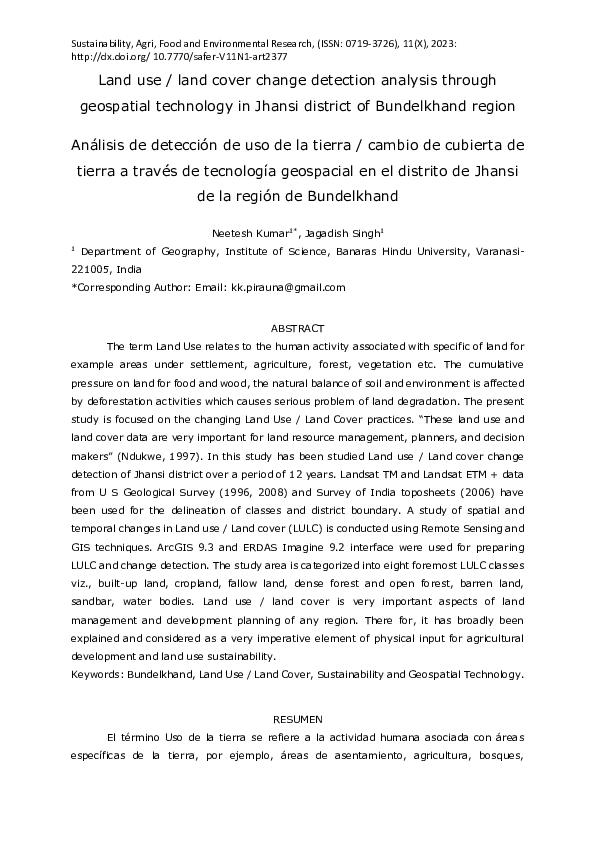 (PDF) Land use / land cover change detection analysis through ...