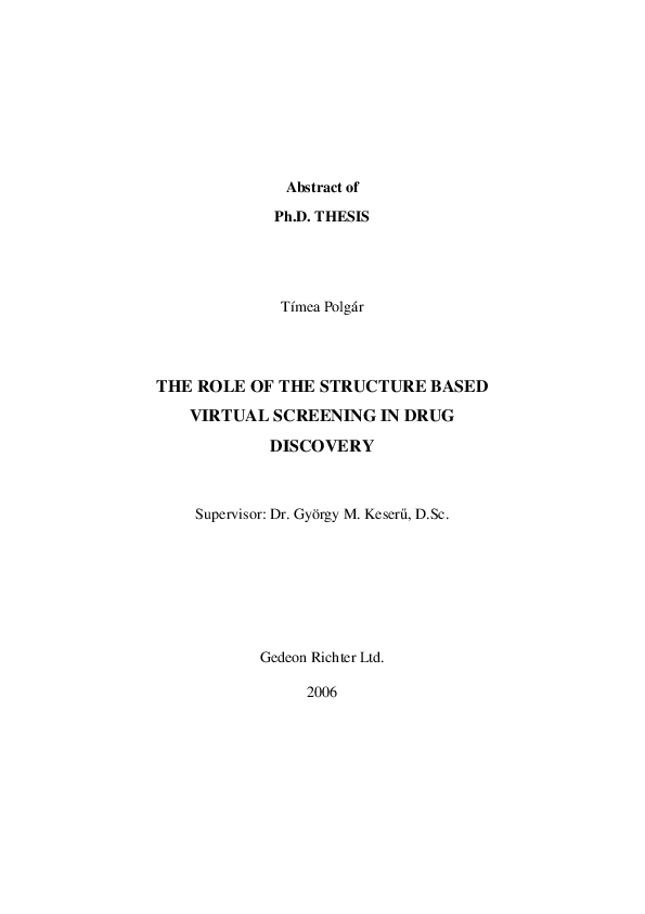 (PDF) The Role of the Structure Based Virtual Screening in Drug Discovery