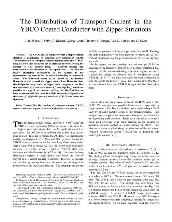(PDF) The Distribution of Transport Current in YBCO Coated Conductor ...