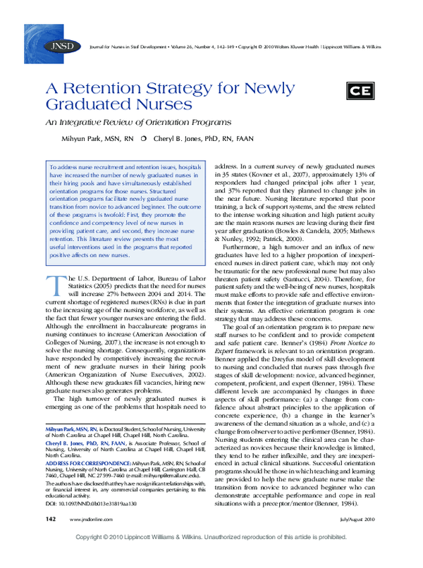 (PDF) A retention strategy for newly graduated nurses: an integrative ...