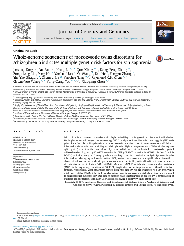 (PDF) Whole-genome sequencing of monozygotic twins discordant for ...