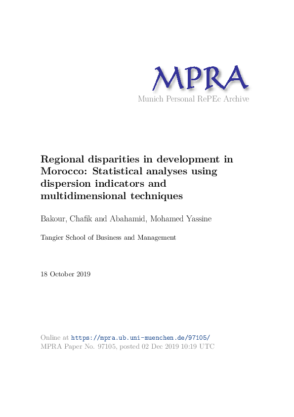 (PDF) Regional disparities in development in Morocco: Statistical ...
