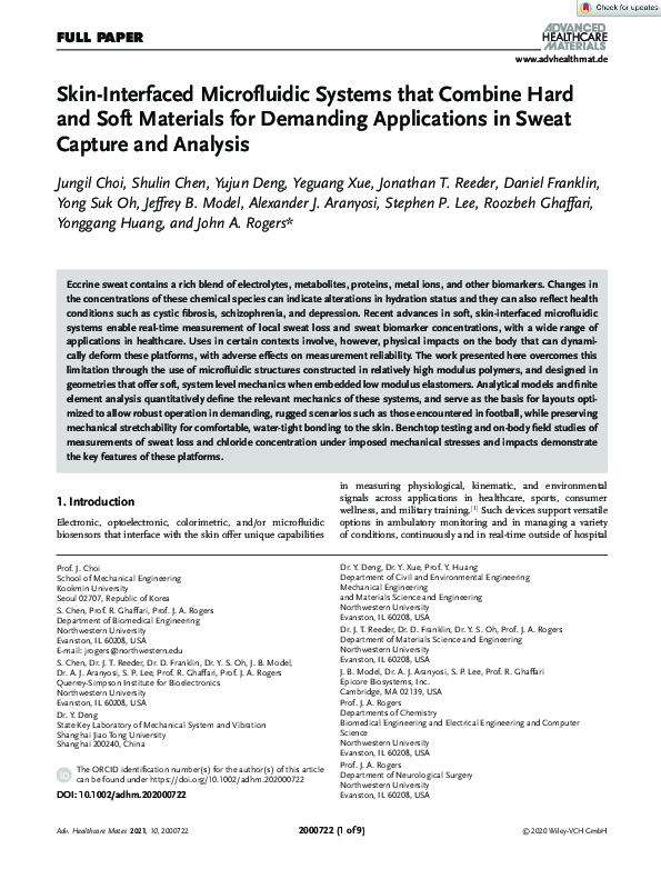 (PDF) Skin‐Interfaced Microfluidic Systems that Combine Hard and Soft ...