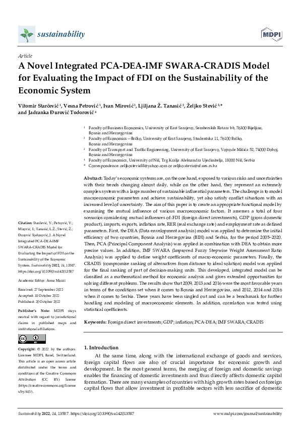 (PDF) A Novel Integrated PCA-DEA-IMF SWARA-CRADIS Model for Evaluating ...