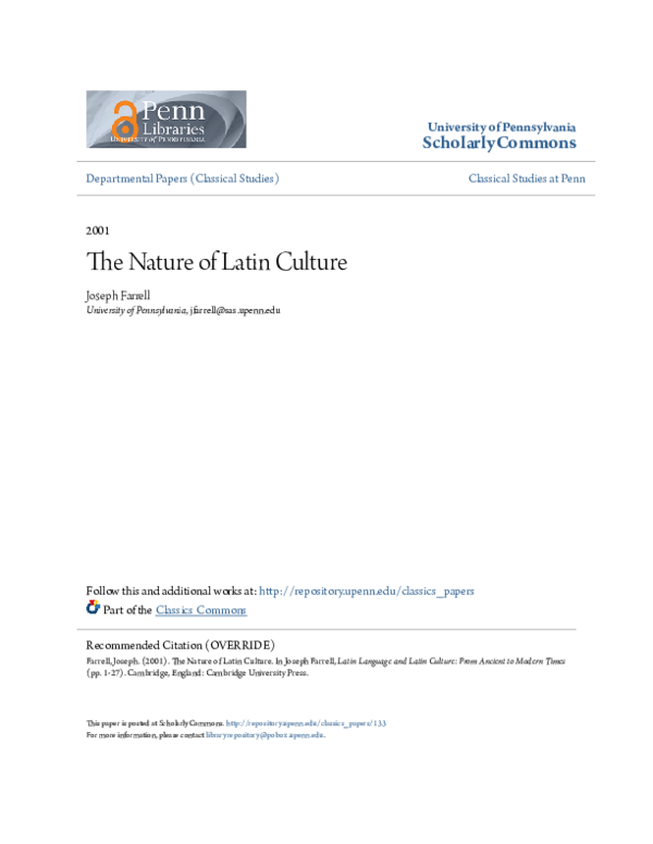 (PDF) The nature of Latin culture