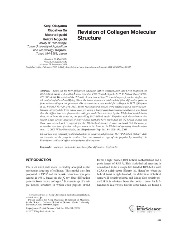 (PDF) Revision of collagen molecular structure
