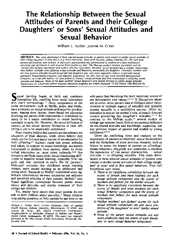 (PDF) The Relationship Between the Sexual Attitudes of Parents and ...
