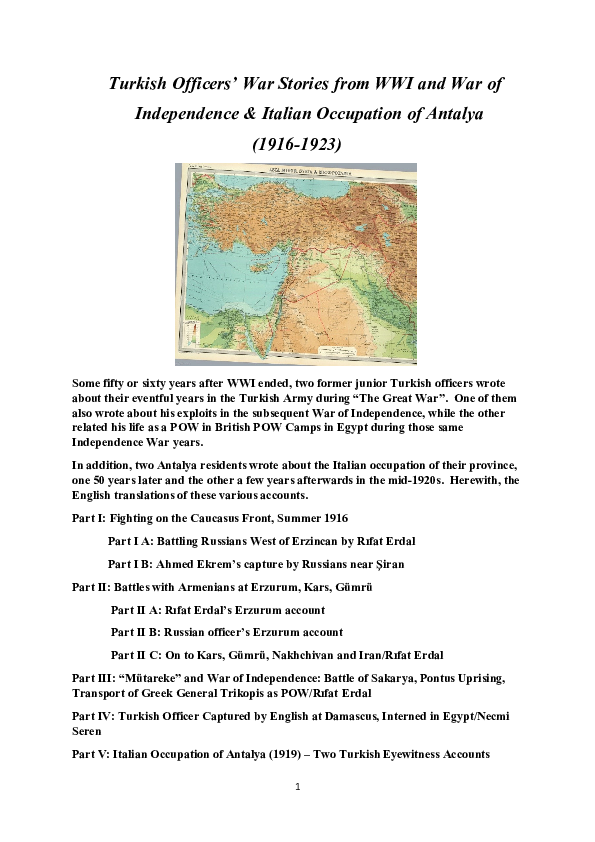 (DOC) Turkish Officers' War Stories from WWI and War of Independence ...