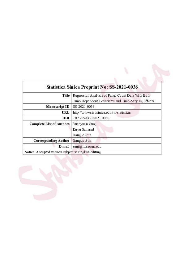 (PDF) Regression Analysis of Panel Count Data With Both Time-Dependent ...