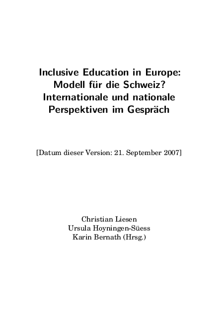 (PDF) Inclusive Education in Europe: Modell für die Schweiz ...