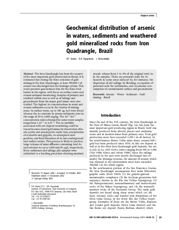 (PDF) Geochemical distribution of arsenic in waters, sediments and ...