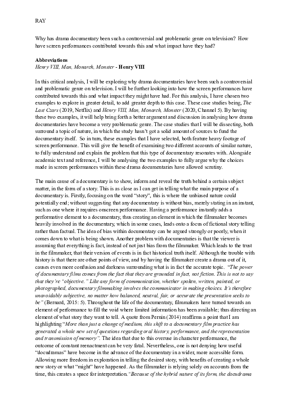 (PDF) Why has drama documentary been such a controversial and ...