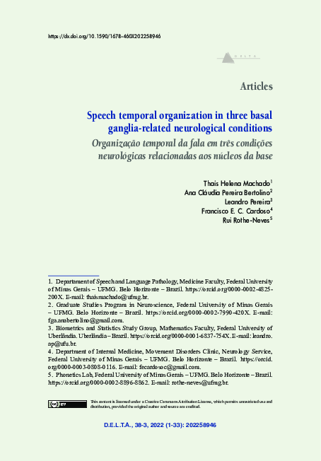 (PDF) Speech temporal organization in three basal ganglia-related ...