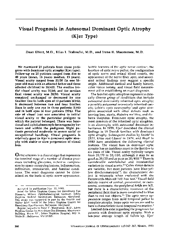 (PDF) Visual Prognosis in Autosomal Dominant Optic Atrophy (Kjer Type)