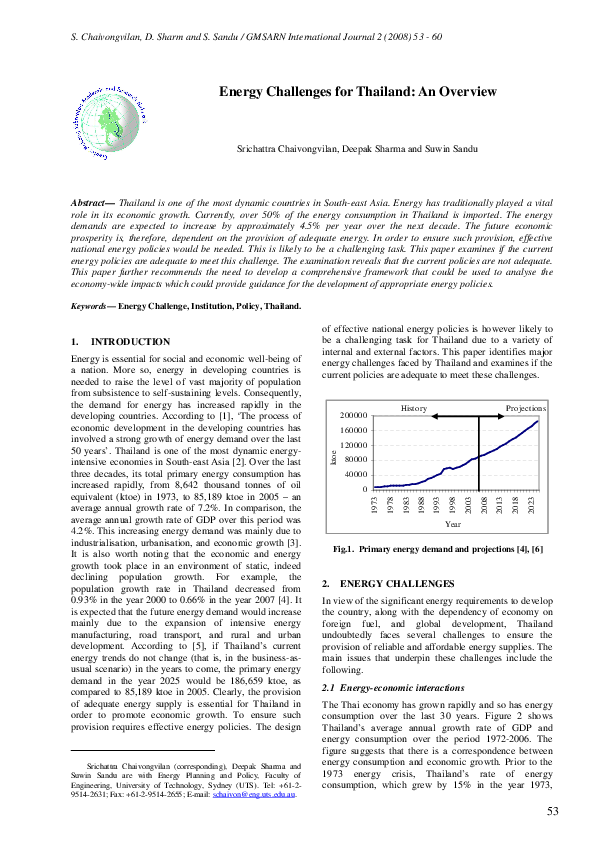 (PDF) Energy Challenges in Thailand an overview