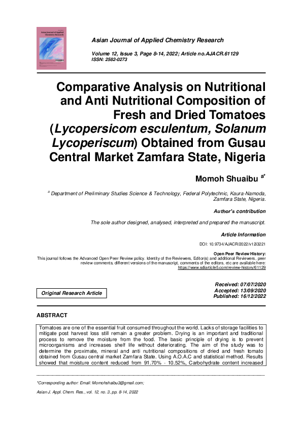 (PDF) Comparative Analysis on Nutritional and Anti Nutritional ...