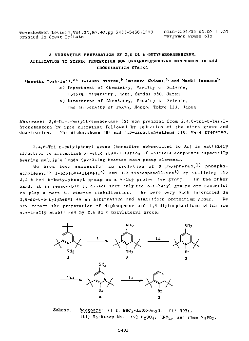 (PDF) A versatile preparation of 2,6-Di-t-butylbromobenzene ...