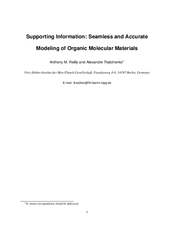 (PDF) Seamless and Accurate Modeling of Organic Molecular Materials