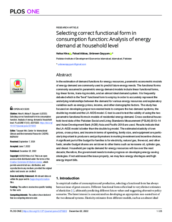 (PDF) Selecting correct functional form in consumption function ...